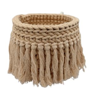 bawełniany koszyk boho jasny brąz ręcznie pleciony