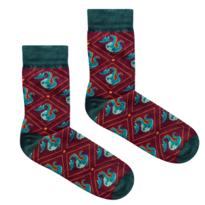 patterned socks with a dragon