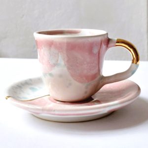 filiżanka ceramiczna espresso ze spodkiem komplet pozłacany nr 1