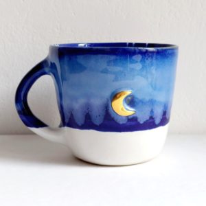 kubek ceramiczny pozłacany z księżycem