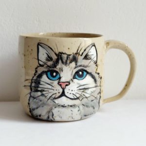 kubek ceramiczny ręcznie malowany z kotem nr2