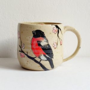 kubek ceramiczny ręcznie malowany z gilem
