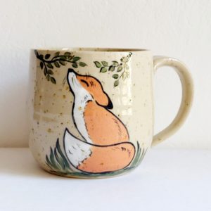 kubek ceramiczny ręcznie malowany z lisem nr 2