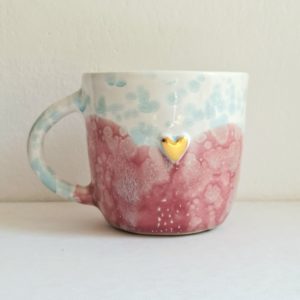 gold-plated ceramic mug with a heart no.3