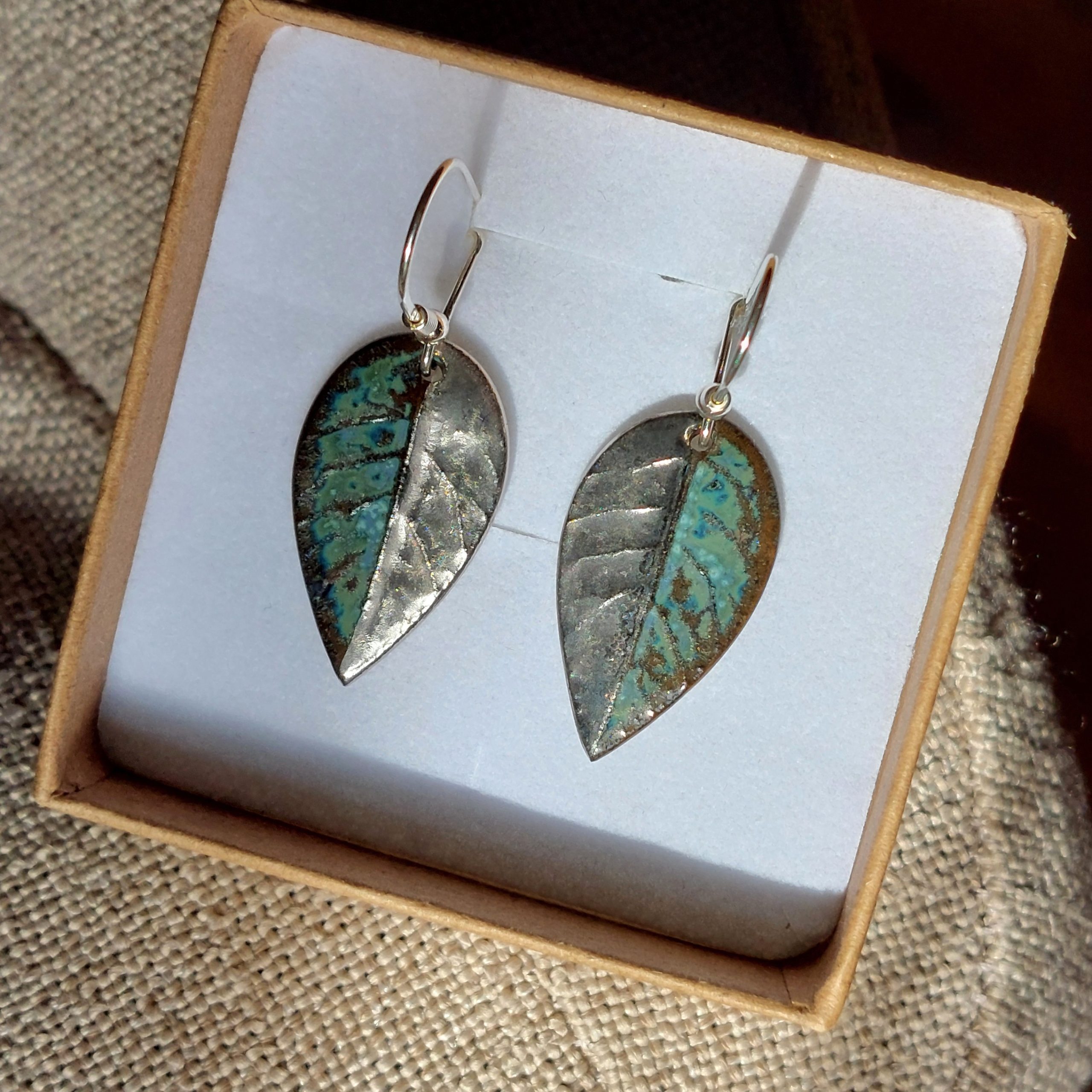 porcelain hanging earrings decorated with platinum no.3 - Image 4