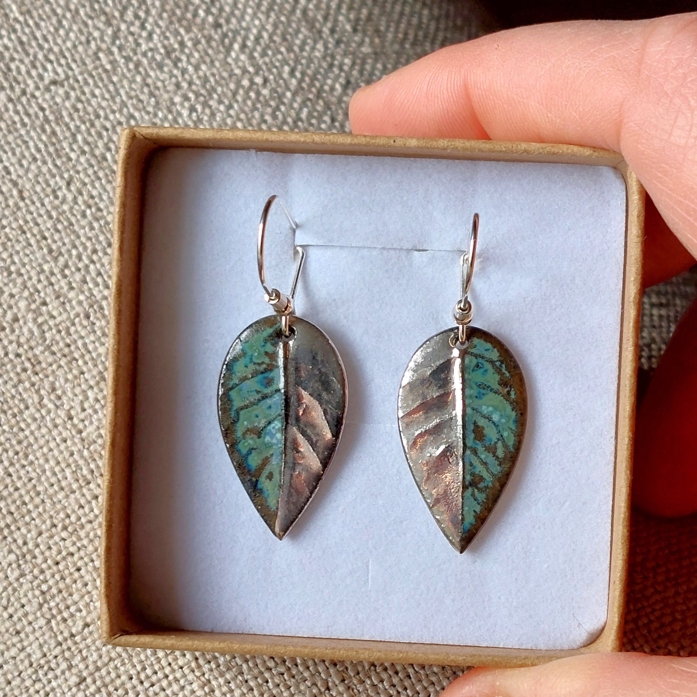 porcelain hanging earrings decorated with platinum no.3 - Image 5