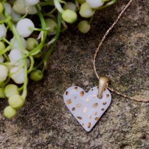 gold-plated porcelain heart on a chain