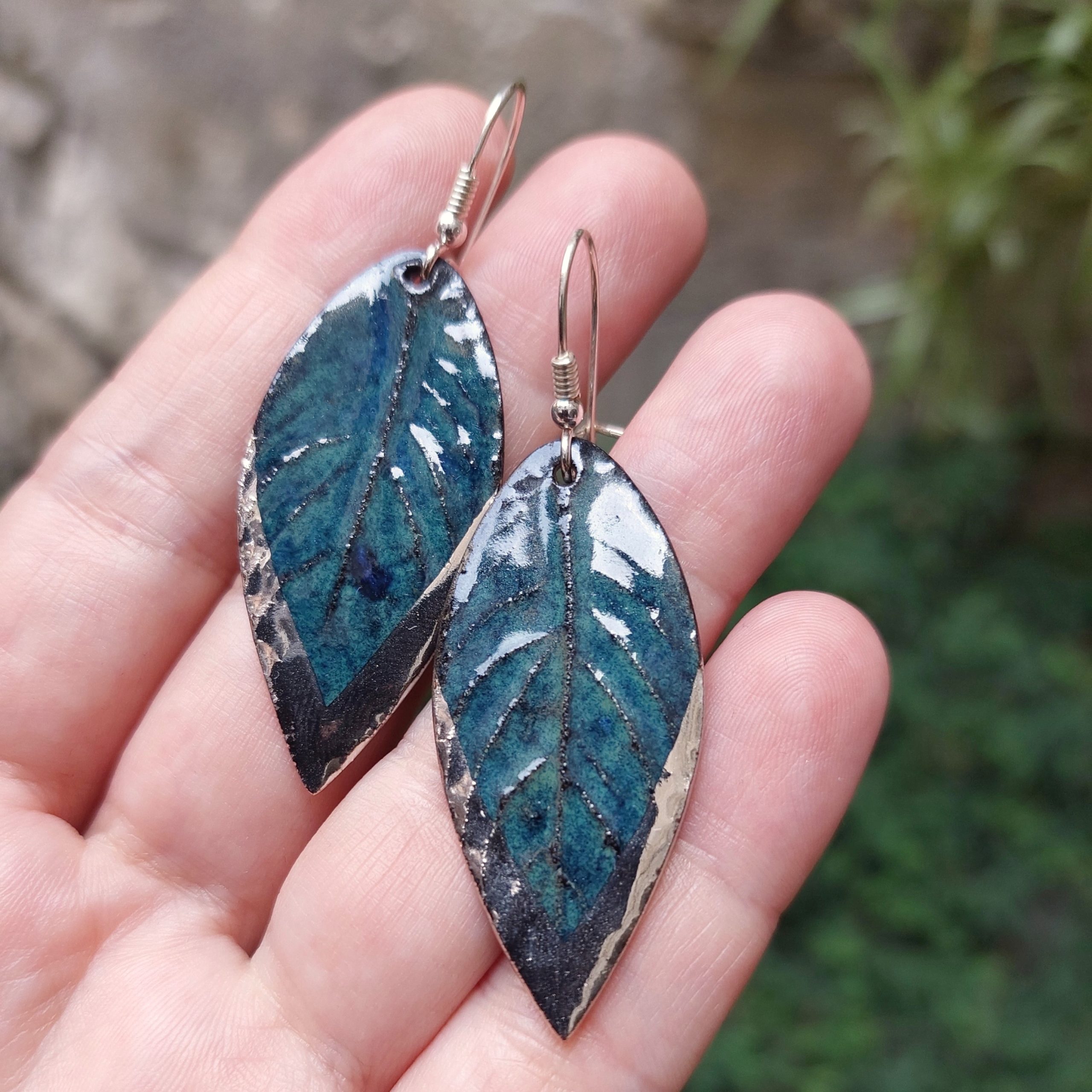porcelain hanging earrings decorated with platinum no. 4 - Image 2