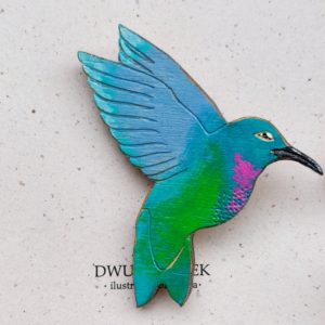 hand-painted hummingbird brooch