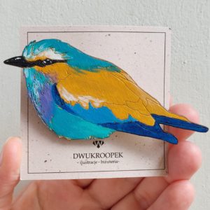 hand-painted lilac-breasted roller brooch