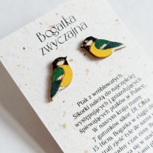 hand-painted great tit earrings