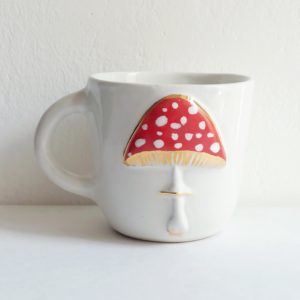 kubek ceramiczny pozłacany z muchomorem