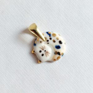 porcelanowy kot pozłacany zawieszka nr 6