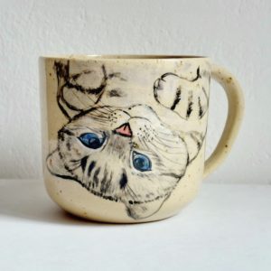 kubek ceramiczny ręcznie malowany z kotem nr4