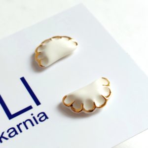 kolczyki porcelanowe pozłacane pierożki rozmiar 15 mm