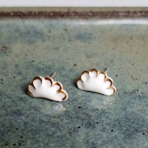 kolczyki porcelanowe pozłacane pierożki rozmiar 12 mm