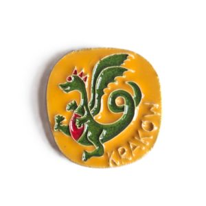 ceramic magnet Krakow yellow dragon