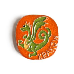 ceramic magnet Kraków orange dragon